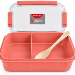 Lunch Box with Two Compartments and Spoon